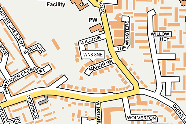 WN8 8NE map - OS OpenMap – Local (Ordnance Survey) WN8 8NE map - OS OpenMap – Local (Ordnance Survey)