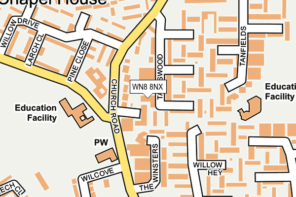 WN8 8NX map - OS OpenMap – Local (Ordnance Survey) WN8 8NX map - OS OpenMap – Local (Ordnance Survey)