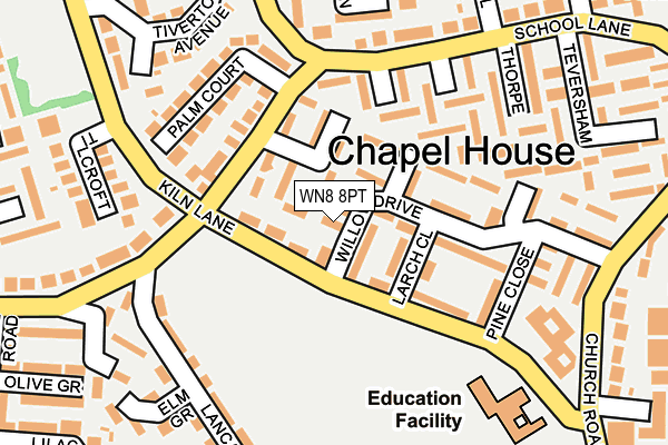 WN8 8PT map - OS OpenMap – Local (Ordnance Survey) WN8 8PT map - OS OpenMap – Local (Ordnance Survey)