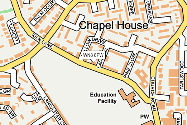 WN8 8PW map - OS OpenMap – Local (Ordnance Survey) WN8 8PW map - OS OpenMap – Local (Ordnance Survey)