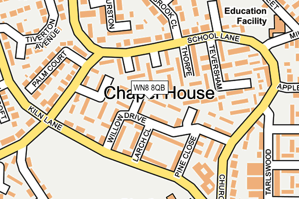 WN8 8QB map - OS OpenMap – Local (Ordnance Survey) WN8 8QB map - OS OpenMap – Local (Ordnance Survey)
