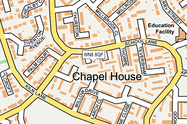 WN8 8QF map - OS OpenMap – Local (Ordnance Survey)