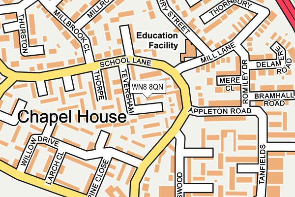 WN8 8QN map - OS OpenMap – Local (Ordnance Survey) WN8 8QN map - OS OpenMap – Local (Ordnance Survey)