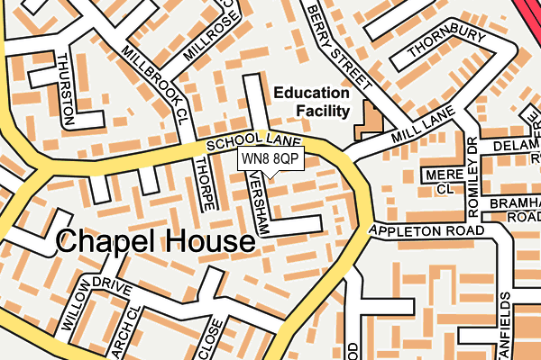 WN8 8QP map - OS OpenMap – Local (Ordnance Survey) WN8 8QP map - OS OpenMap – Local (Ordnance Survey)