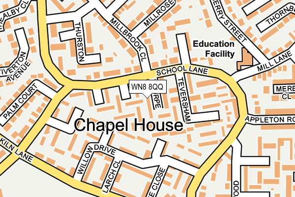 WN8 8QQ map - OS OpenMap – Local (Ordnance Survey) WN8 8QQ map - OS OpenMap – Local (Ordnance Survey)