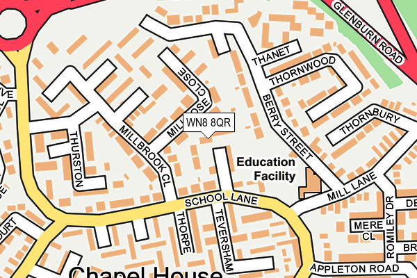 WN8 8QR map - OS OpenMap – Local (Ordnance Survey) WN8 8QR map - OS OpenMap – Local (Ordnance Survey)