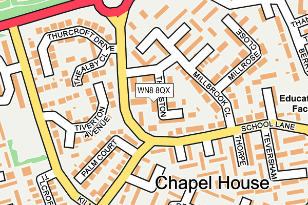 WN8 8QX map - OS OpenMap – Local (Ordnance Survey) WN8 8QX map - OS OpenMap – Local (Ordnance Survey)