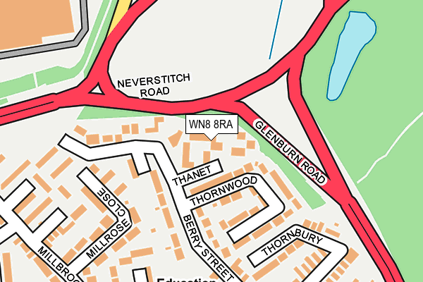 WN8 8RA map - OS OpenMap – Local (Ordnance Survey)