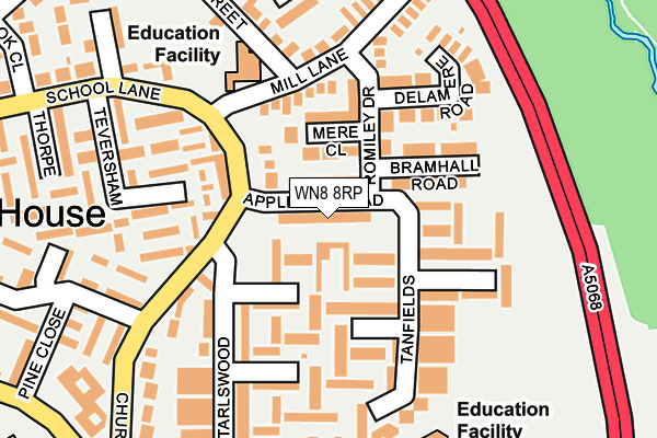 WN8 8RP map - OS OpenMap – Local (Ordnance Survey)
