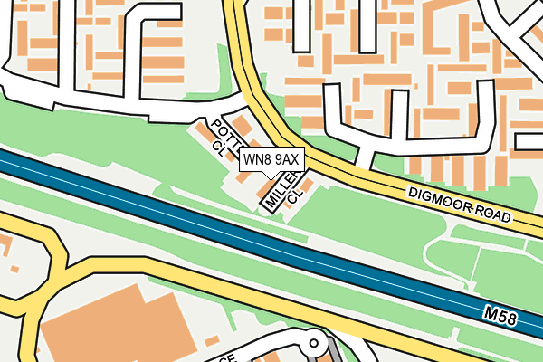 WN8 9AX map - OS OpenMap – Local (Ordnance Survey)