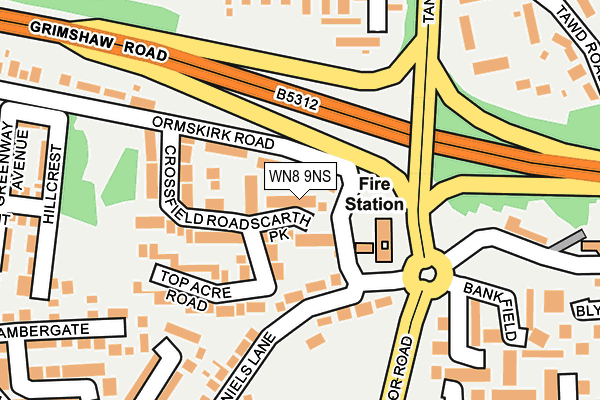 WN8 9NS map - OS OpenMap – Local (Ordnance Survey) WN8 9NS map - OS OpenMap – Local (Ordnance Survey)