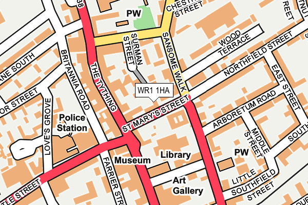 WR1 1HA map - OS OpenMap – Local (Ordnance Survey) WR1 1HA map - OS OpenMap – Local (Ordnance Survey)