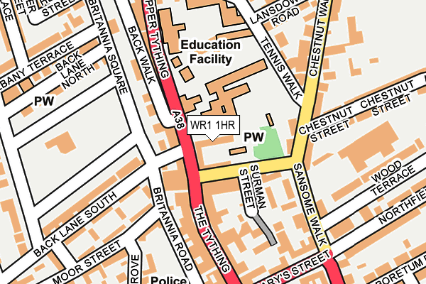 WR1 1HR map - OS OpenMap – Local (Ordnance Survey)