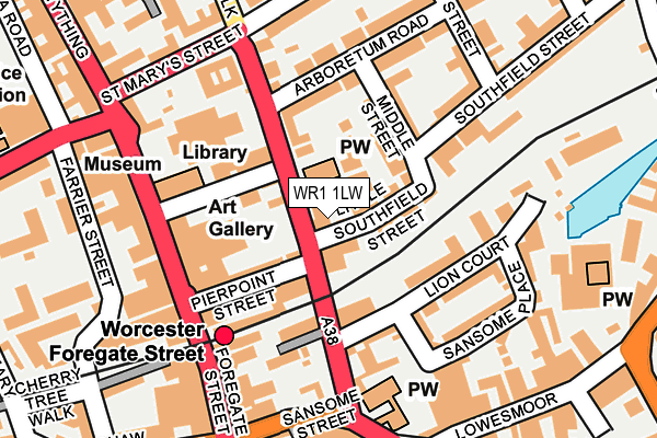 WR1 1LW map - OS OpenMap – Local (Ordnance Survey)