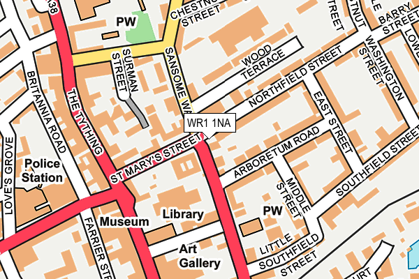 WR1 1NA map - OS OpenMap – Local (Ordnance Survey) WR1 1NA map - OS OpenMap – Local (Ordnance Survey)