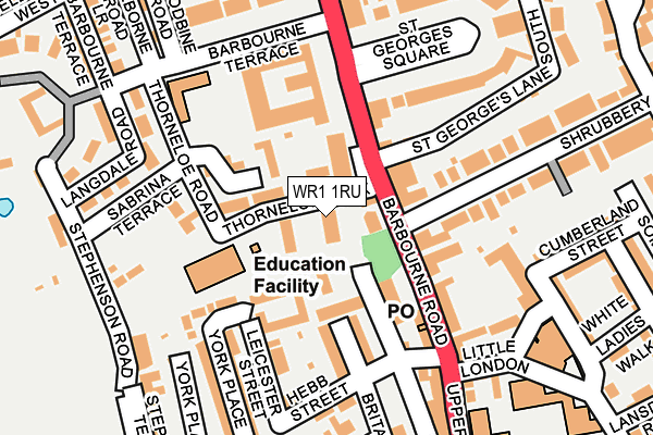 WR1 1RU map - OS OpenMap – Local (Ordnance Survey)