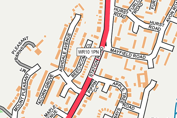 WR10 1PN map - OS OpenMap – Local (Ordnance Survey) WR10 1PN map - OS OpenMap – Local (Ordnance Survey)