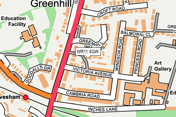 WR11 4QW map - OS OpenMap – Local (Ordnance Survey) WR11 4QW map - OS OpenMap – Local (Ordnance Survey)
