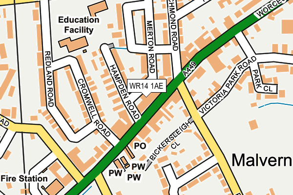 WR14 1AE map - OS OpenMap – Local (Ordnance Survey) WR14 1AE map - OS OpenMap – Local (Ordnance Survey)