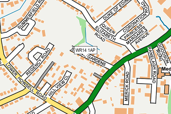 WR14 1AP map - OS OpenMap – Local (Ordnance Survey) WR14 1AP map - OS OpenMap – Local (Ordnance Survey)