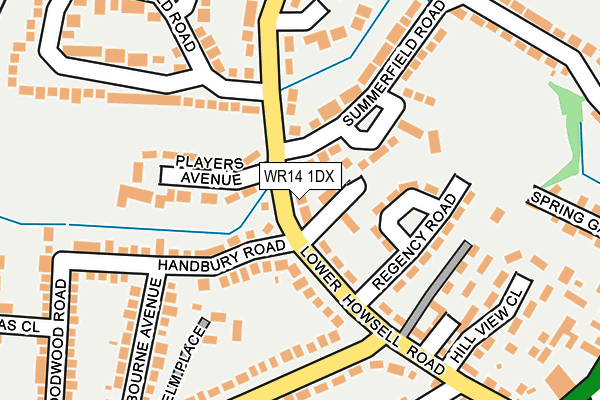 WR14 1DX map - OS OpenMap – Local (Ordnance Survey) WR14 1DX map - OS OpenMap – Local (Ordnance Survey)