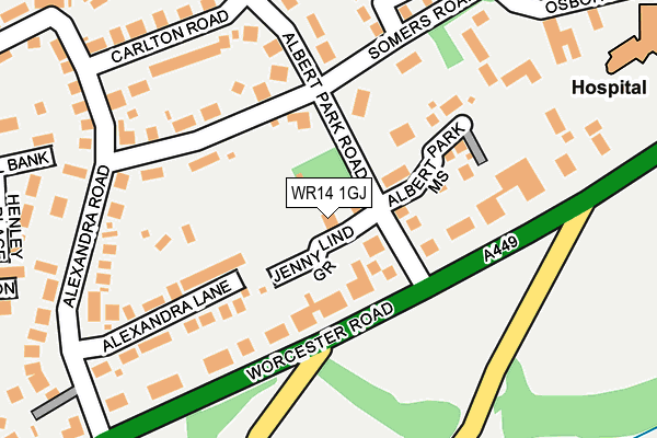 WR14 1GJ map - OS OpenMap – Local (Ordnance Survey) WR14 1GJ map - OS OpenMap – Local (Ordnance Survey)