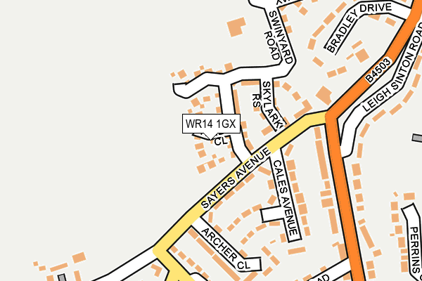 WR14 1GX map - OS OpenMap – Local (Ordnance Survey) WR14 1GX map - OS OpenMap – Local (Ordnance Survey)