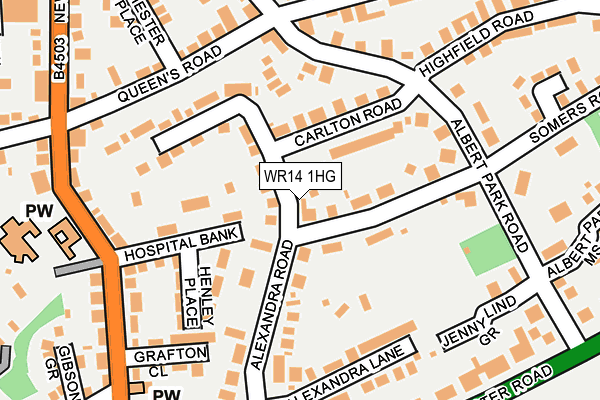 WR14 1HG map - OS OpenMap – Local (Ordnance Survey) WR14 1HG map - OS OpenMap – Local (Ordnance Survey)