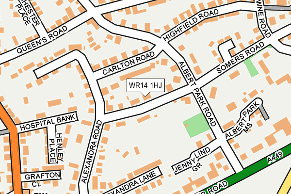 WR14 1HJ map - OS OpenMap – Local (Ordnance Survey) WR14 1HJ map - OS OpenMap – Local (Ordnance Survey)