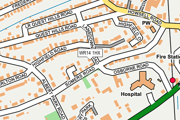 WR14 1HX map - OS OpenMap – Local (Ordnance Survey) WR14 1HX map - OS OpenMap – Local (Ordnance Survey)