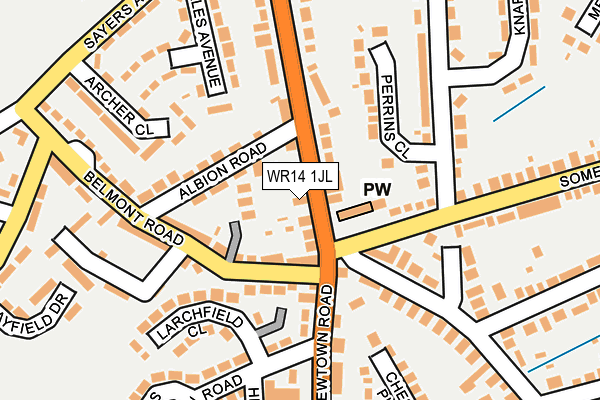 WR14 1JL map - OS OpenMap – Local (Ordnance Survey) WR14 1JL map - OS OpenMap – Local (Ordnance Survey)