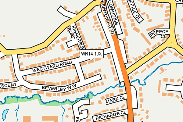 WR14 1JX map - OS OpenMap – Local (Ordnance Survey) WR14 1JX map - OS OpenMap – Local (Ordnance Survey)