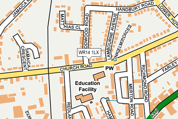 WR14 1LX map - OS OpenMap – Local (Ordnance Survey)