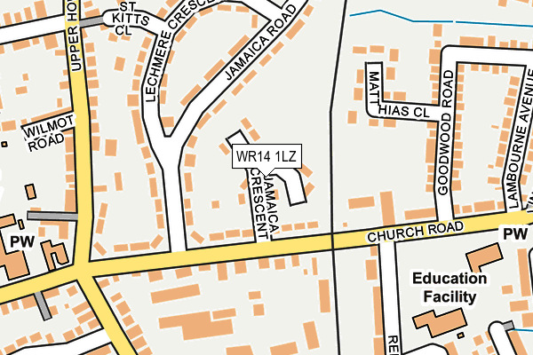 WR14 1LZ map - OS OpenMap – Local (Ordnance Survey) WR14 1LZ map - OS OpenMap – Local (Ordnance Survey)