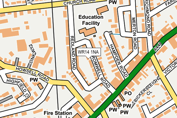 WR14 1NA map - OS OpenMap – Local (Ordnance Survey) WR14 1NA map - OS OpenMap – Local (Ordnance Survey)