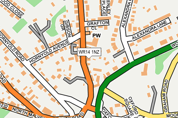WR14 1NZ map - OS OpenMap – Local (Ordnance Survey) WR14 1NZ map - OS OpenMap – Local (Ordnance Survey)