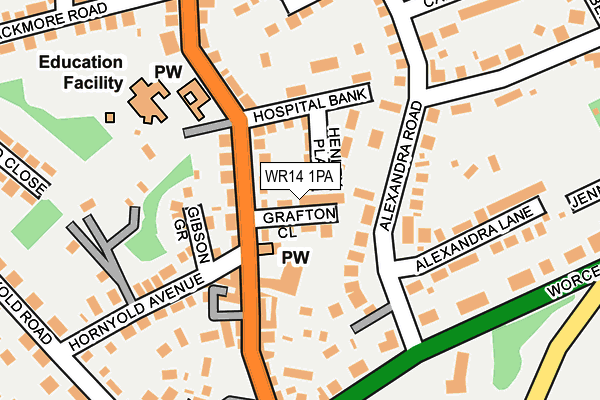 WR14 1PA map - OS OpenMap – Local (Ordnance Survey) WR14 1PA map - OS OpenMap – Local (Ordnance Survey)