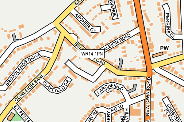 WR14 1PN map - OS OpenMap – Local (Ordnance Survey) WR14 1PN map - OS OpenMap – Local (Ordnance Survey)