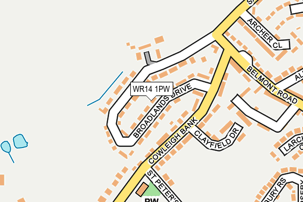 WR14 1PW map - OS OpenMap – Local (Ordnance Survey) WR14 1PW map - OS OpenMap – Local (Ordnance Survey)