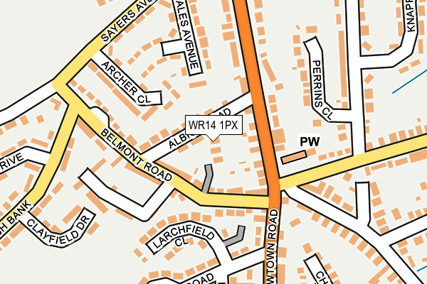 WR14 1PX map - OS OpenMap – Local (Ordnance Survey) WR14 1PX map - OS OpenMap – Local (Ordnance Survey)