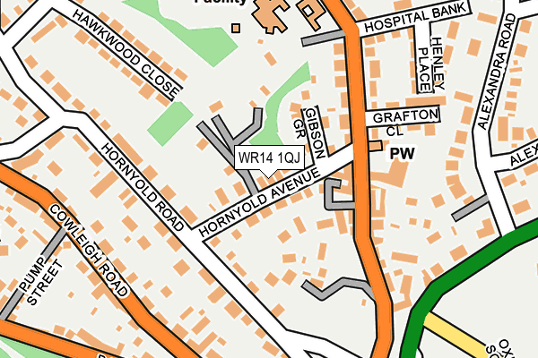 WR14 1QJ map - OS OpenMap – Local (Ordnance Survey) WR14 1QJ map - OS OpenMap – Local (Ordnance Survey)