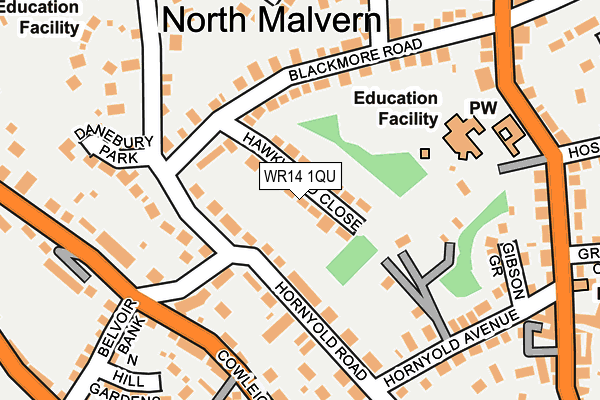 WR14 1QU map - OS OpenMap – Local (Ordnance Survey)