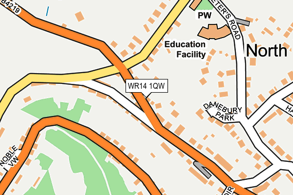 WR14 1QW map - OS OpenMap – Local (Ordnance Survey) WR14 1QW map - OS OpenMap – Local (Ordnance Survey)