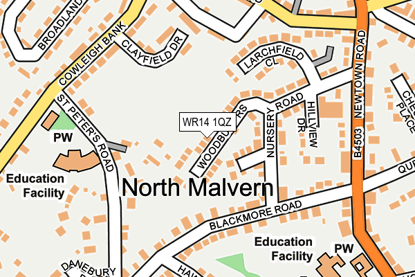 WR14 1QZ map - OS OpenMap – Local (Ordnance Survey) WR14 1QZ map - OS OpenMap – Local (Ordnance Survey)