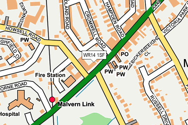 WR14 1SF map - OS OpenMap – Local (Ordnance Survey) WR14 1SF map - OS OpenMap – Local (Ordnance Survey)
