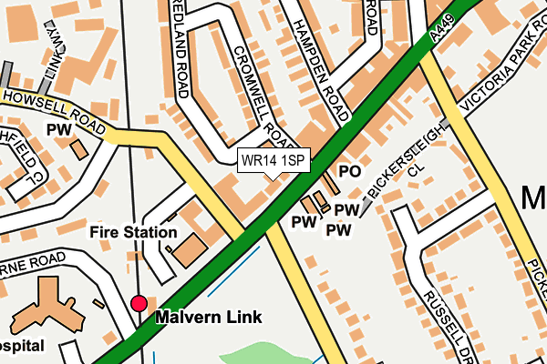 WR14 1SP map - OS OpenMap – Local (Ordnance Survey)