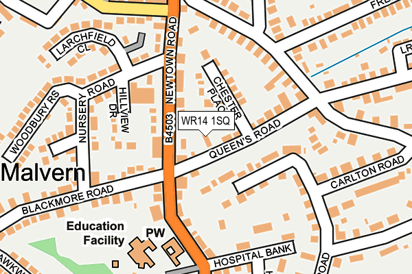 WR14 1SQ map - OS OpenMap – Local (Ordnance Survey) WR14 1SQ map - OS OpenMap – Local (Ordnance Survey)