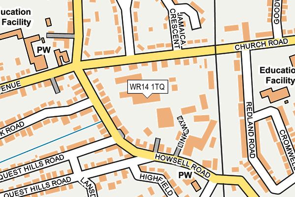 WR14 1TQ map - OS OpenMap – Local (Ordnance Survey) WR14 1TQ map - OS OpenMap – Local (Ordnance Survey)