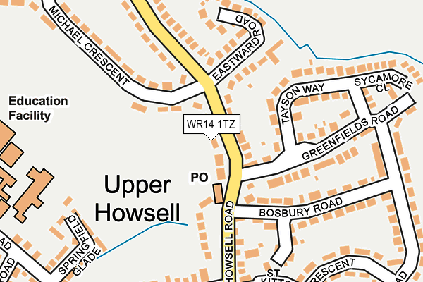 WR14 1TZ map - OS OpenMap – Local (Ordnance Survey)