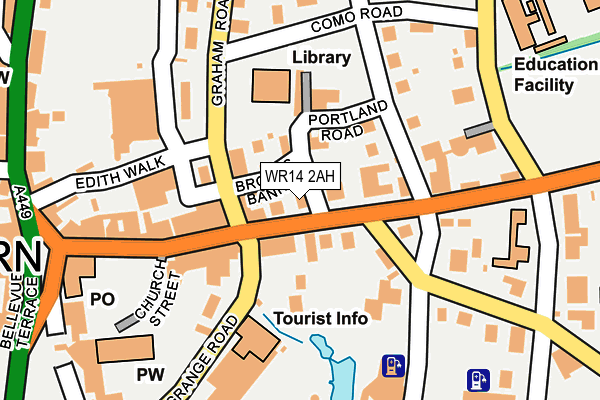WR14 2AH map - OS OpenMap – Local (Ordnance Survey) WR14 2AH map - OS OpenMap – Local (Ordnance Survey)